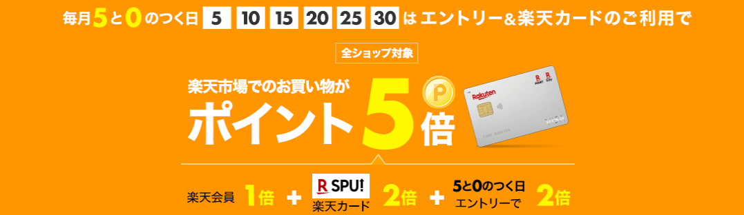 毎月5と0の付く日はポイント5倍の画像