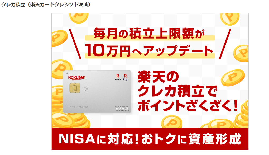 楽天証券のクレカ積み立てを説明する画像